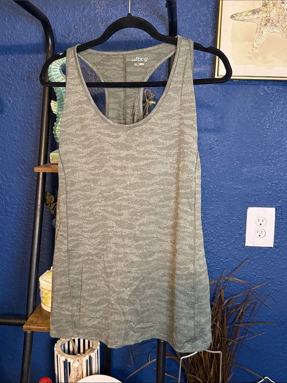 bcg dark green camo Textured Racerback Tank